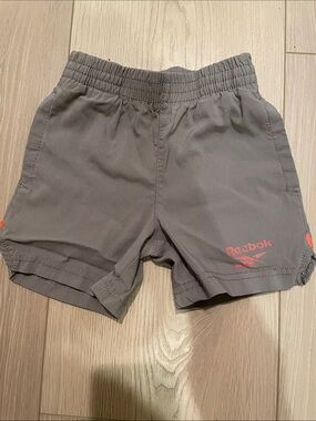 Reebok Gray Toddler Active Shorts with Coral Logo Accents